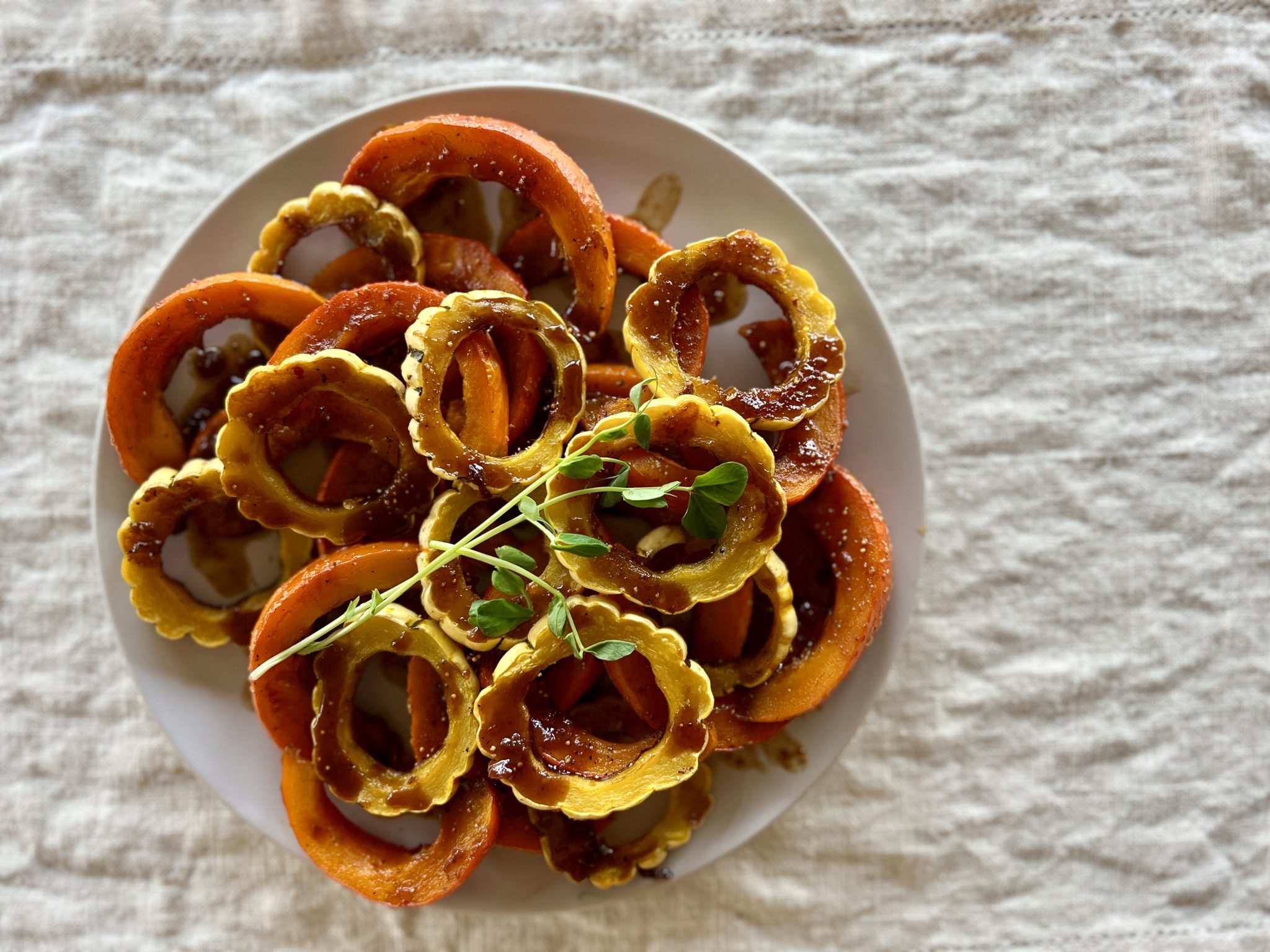plate of roasted fig-glazed winter squash