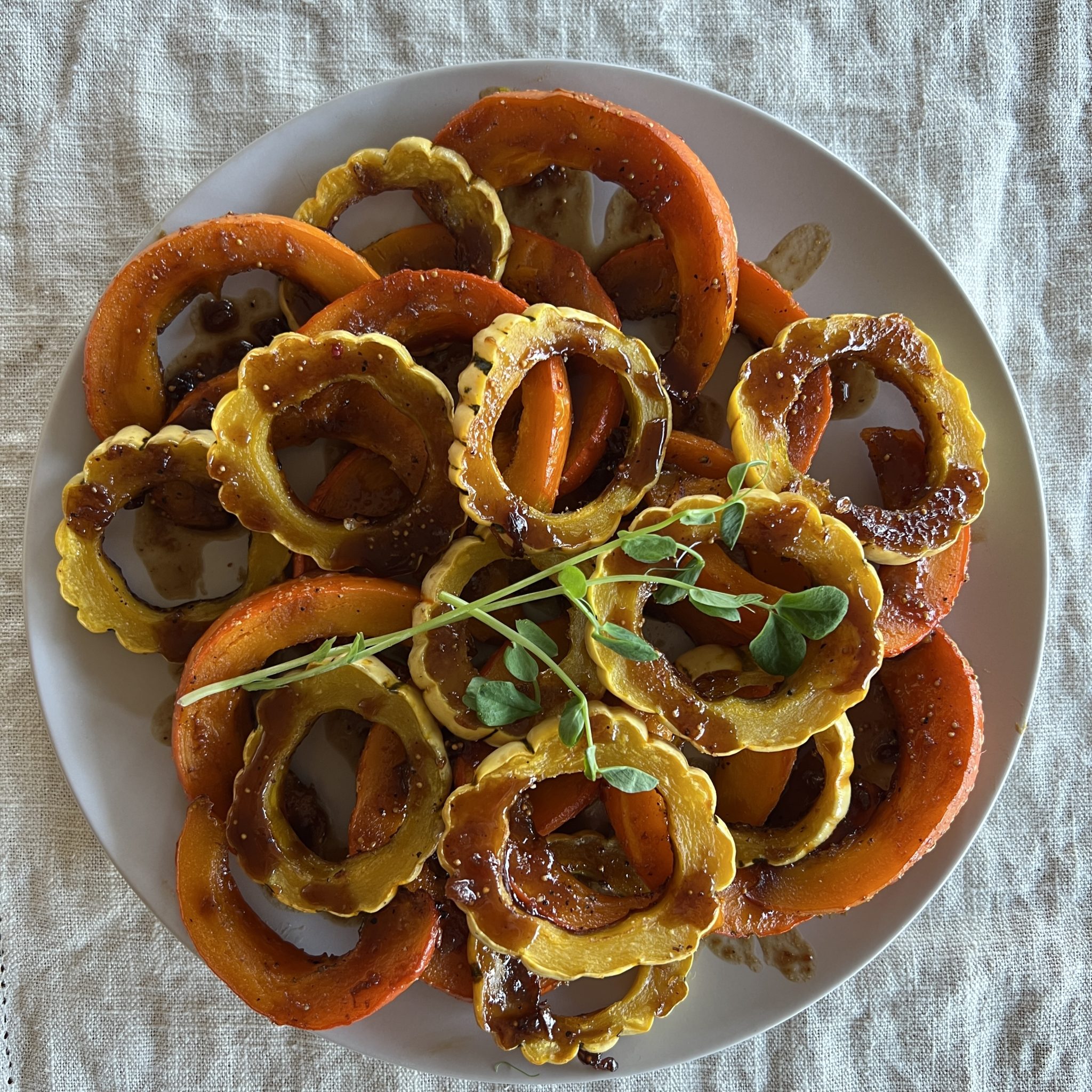 platter of roasted fig-glazed winter squash