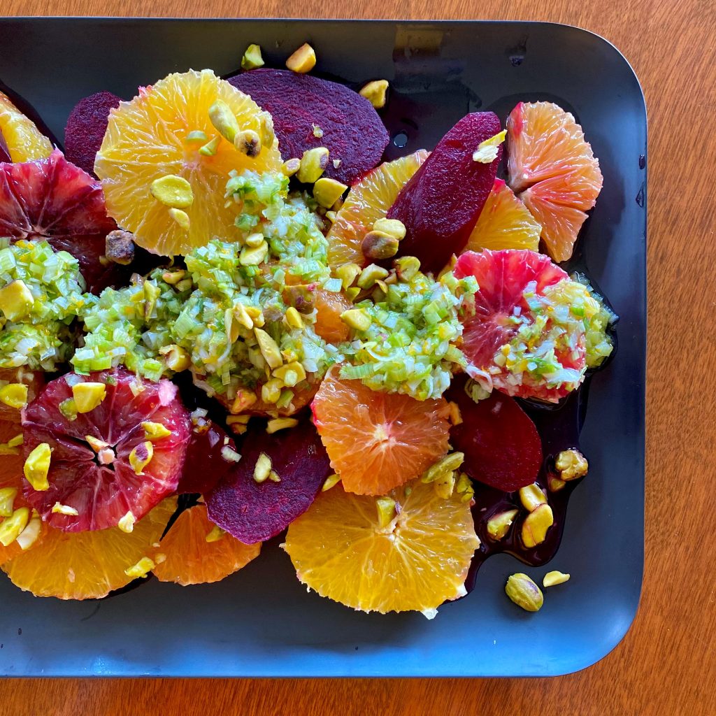 Beet Citrus Salad on a platter. 